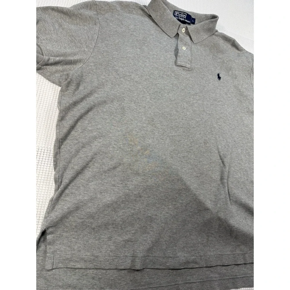 Polo Ralph Lauren Mens Large Gray Short Sleeve Pony Logo Polo Shirt 33672